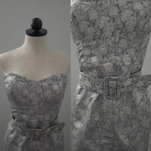 Badgley Mischka Designer Evening Mini Midi 3-Piece Belted Set Dress 6-Medium - Picture 6 of 9